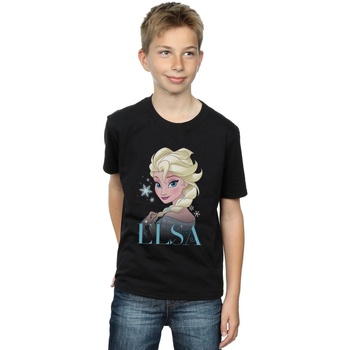 Vêtements Garçon T-shirts manches courtes Disney Frozen Elsa Snowflake Portrait Noir