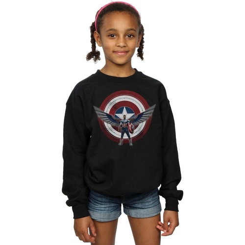 Vêtements Fille Sweats Marvel T-shirts & Polos Captain America Shield Pose Noir