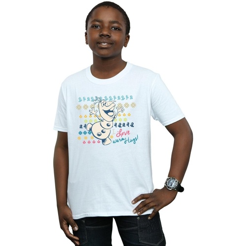 Vêtements Garçon T-shirts manches courtes Disney Frozen I Love Warm Hugs Blanc