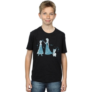Vêtements Garçon T-shirts manches courtes Disney Frozen Magic Snowflakes Noir