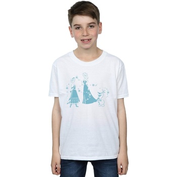 Vêtements Garçon T-shirts manches courtes Disney Frozen Magic Snowflakes Blanc