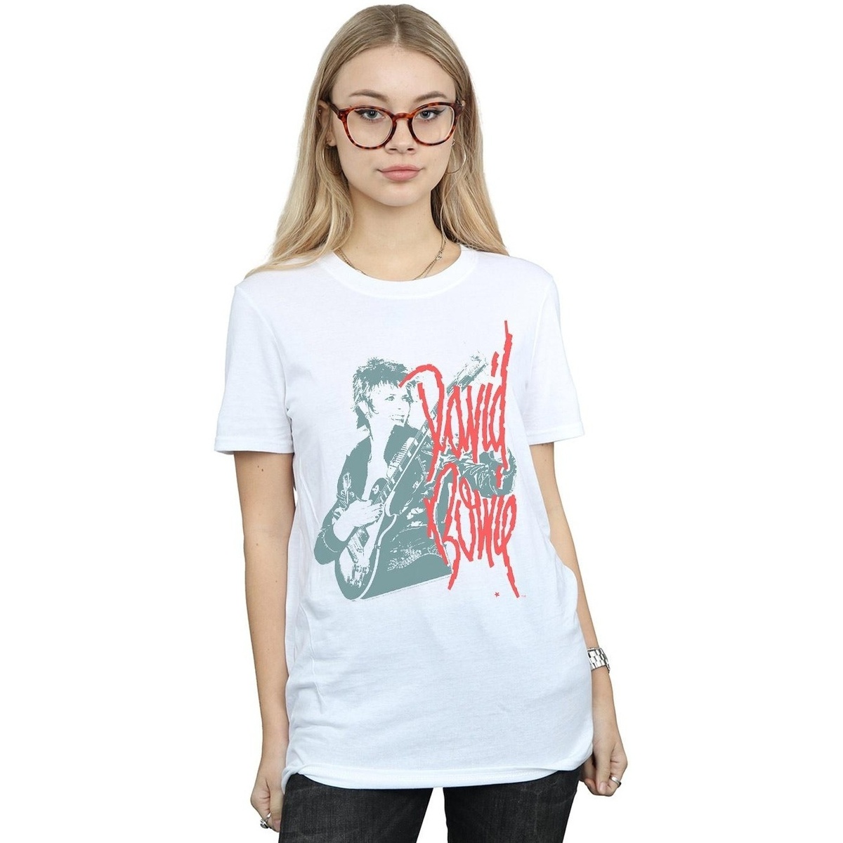 Vêtements Femme T-shirts manches longues David Bowie Mono Guitar Blanc