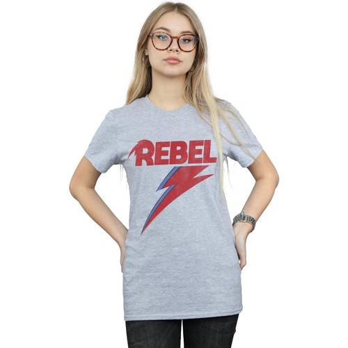 Vêtements Femme T-shirts manches longues David Bowie Distressed Rebel Gris