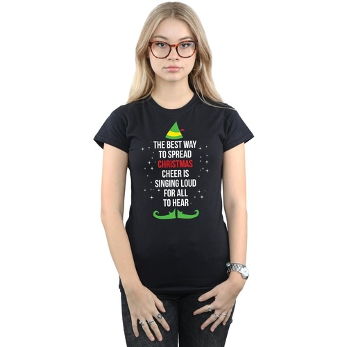 Vêtements Femme T-shirts manches longues Elf Christmas Cheer Text Noir