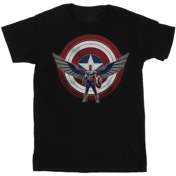 Vêtements Garçon T-shirts manches courtes Marvel Falcon And The Winter Soldier Captain America Shield Pose Noir