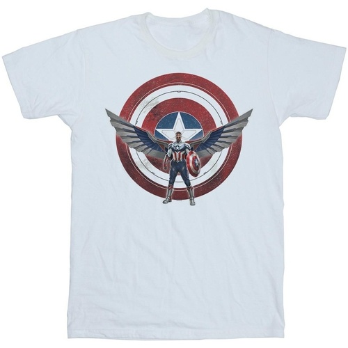 Vêtements Garçon T-shirts manches courtes Marvel Falcon And The Winter Soldier Captain America Shield Pose Blanc