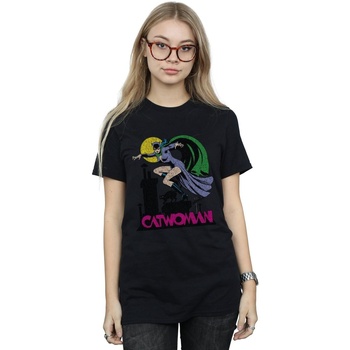 Vêtements Femme T-shirts manches longues Dc Comics Catwoman Crackle Logo Noir