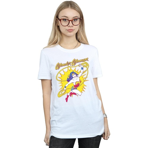 Vêtements Femme T-shirts manches longues Dc Comics Wonder Woman Leap Blanc