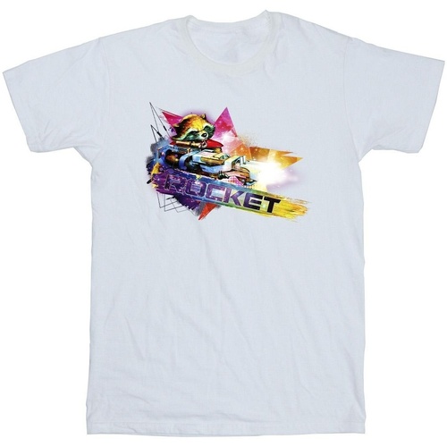 Vêtements Garçon T-shirts manches courtes Marvel Guardians Of The Galaxy Abstract Rocket Raccoon Blanc