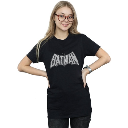 Vêtements Femme T-shirts manches longues Dc Comics Batman Retro Crackle Logo Noir