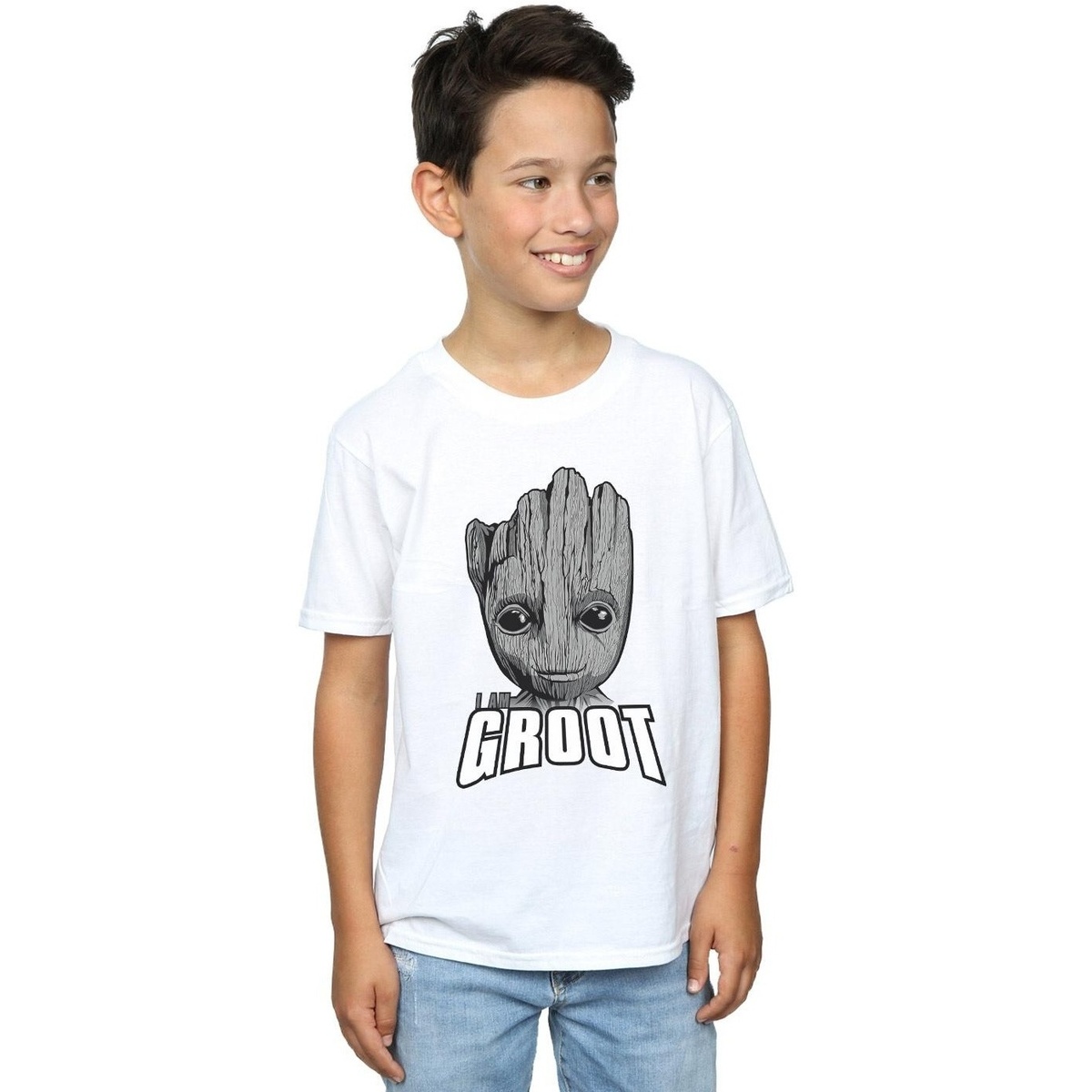 Vêtements Garçon T-shirts manches courtes Marvel Guardians Of The Galaxy Groot Face Blanc