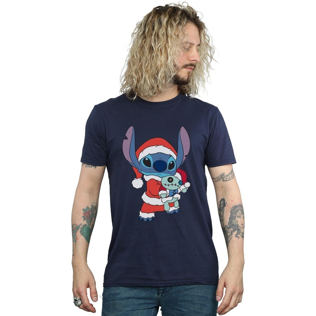 Vêtements Homme T-shirts manches longues Disney Lilo And Stitch Stitch Christmas Bleu