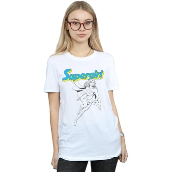 Vêtements Femme T-shirts manches longues Dc Comics Supergirl Mono Action Pose Blanc