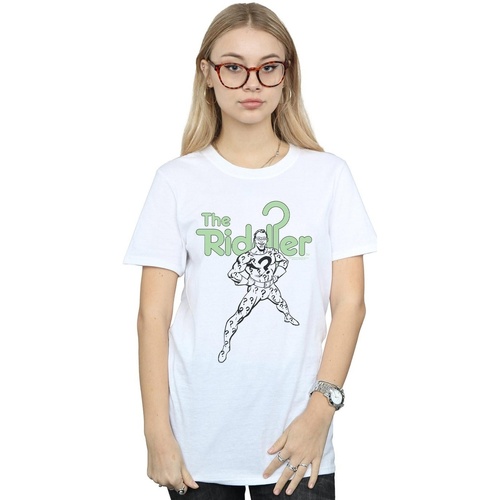 Vêtements Femme T-shirts manches longues Dc Comics The Riddler Mono Action Pose Blanc