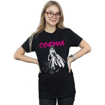 Vêtements Femme T-shirts manches longues Dc Comics Catwoman Whip Noir