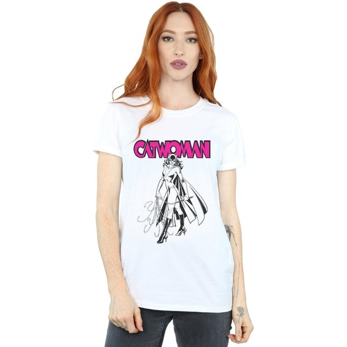 Vêtements Femme T-shirts manches longues Dc Comics Catwoman Whip Blanc