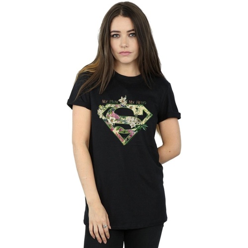 Vêtements Femme T-shirts manches longues Dc Comics Supergirl My Mum My Hero Noir