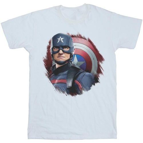 Vêtements Fille T-shirts manches longues Marvel The Falcon And The Winter Soldier Captain America Stare Blanc