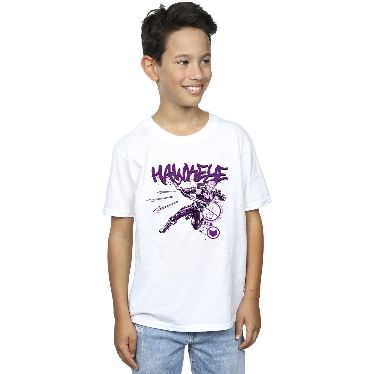 Vêtements Garçon T-shirts manches courtes Marvel Hawkeye Shoots Blanc