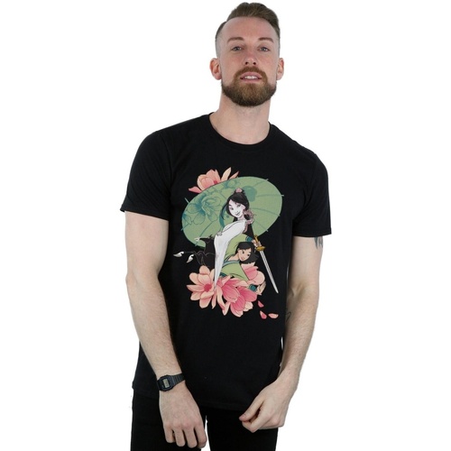 Vêtements Homme T-shirts manches longues Disney Mulan Magnolia Collage Noir