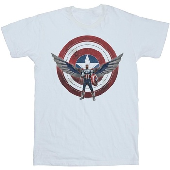 Vêtements Fille T-shirts manches longues Marvel Falcon And The Winter Soldier Captain America Shield Pose Blanc