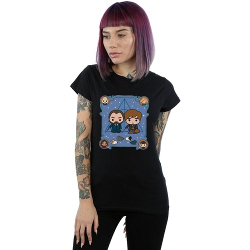 Vêtements Femme T-shirts manches longues Fantastic Beasts Chibi Newt And Dumbledore Noir