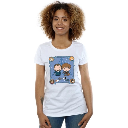 Vêtements Femme T-shirts manches longues Fantastic Beasts Chibi Newt And Dumbledore Blanc