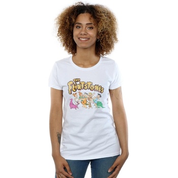 Vêtements Femme T-shirts manches longues The Flintstones Group Distressed Blanc