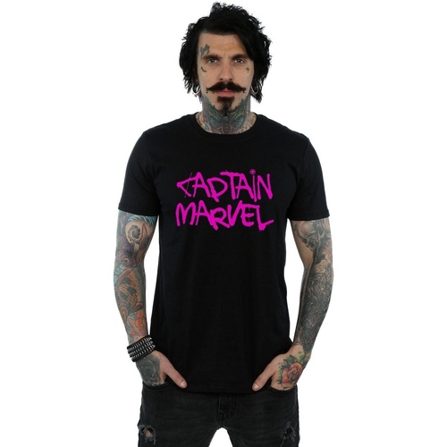 Vêtements Homme T-shirts manches longues Marvel Captain  Spray Text Noir