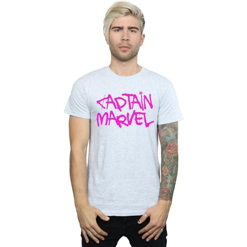 Vêtements Homme T-shirts manches longues Marvel Captain  Spray Text Gris