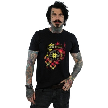 Vêtements Homme T-shirts manches longues Marvel Captain  Tartan Patch Noir