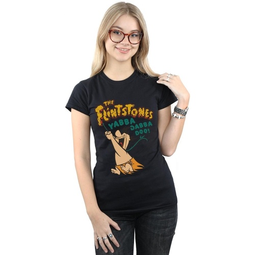 Vêtements Femme T-shirts manches longues The Flintstones Fred Yabba Dabba Doo Noir