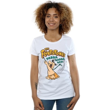 Vêtements Femme T-shirts manches longues The Flintstones Fred Yabba Dabba Doo Blanc