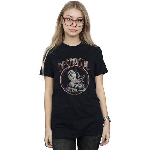 Vêtements Femme T-shirts manches longues Marvel Deadpool Vintage Circle Noir