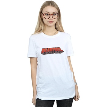 Vêtements Femme T-shirts manches longues Marvel Deadpool Text Logo Blanc