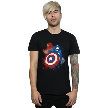 Vêtements Homme T-shirts manches longues Marvel Captain America Civil War Painted Vs Iron Man Noir