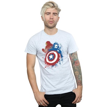 Vêtements Homme T-shirts manches longues Marvel Captain America Civil War Painted Vs Iron Man Gris
