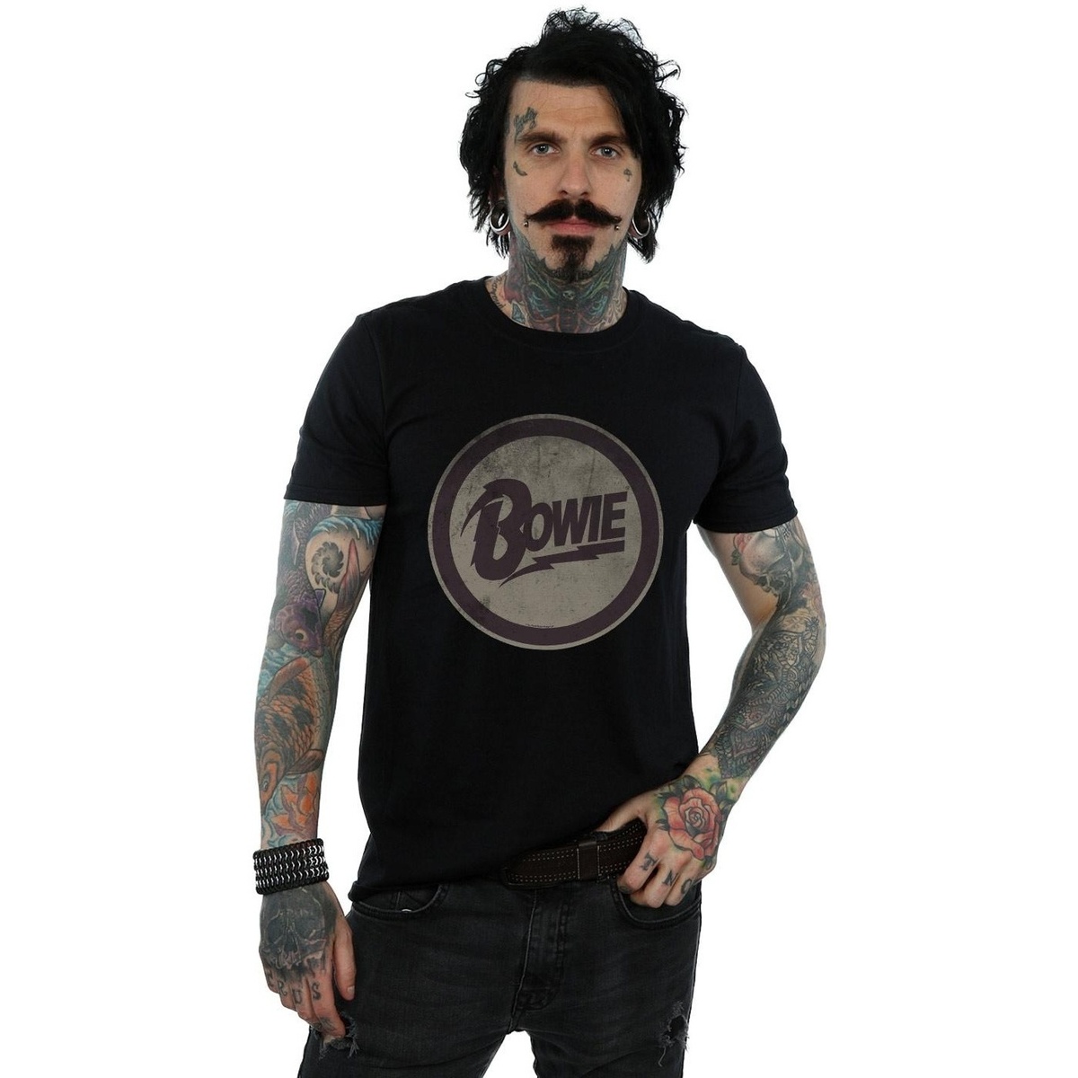 Vêtements Homme T-shirts manches longues David Bowie Circle Logo Noir
