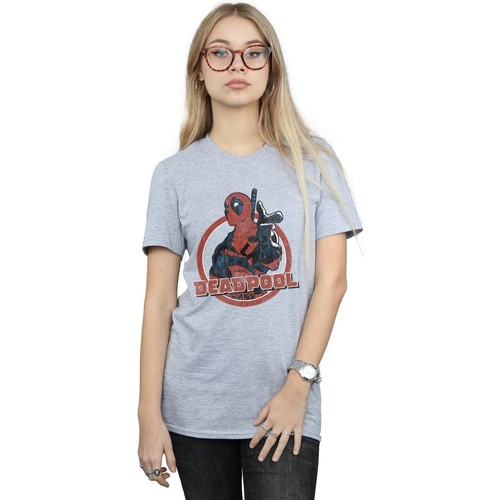 Vêtements Femme T-shirts manches longues Marvel Deadpool Gun Finger Gris