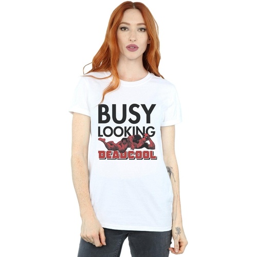 Vêtements Femme T-shirts manches longues Marvel Deadpool Busy Looking Deadcool Blanc