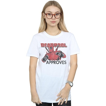 Vêtements Femme T-shirts manches longues Marvel Deadpool Approves Blanc