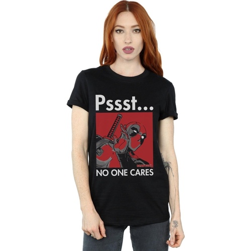 Vêtements Femme T-shirts manches longues Marvel Deadpool No One Cares Noir
