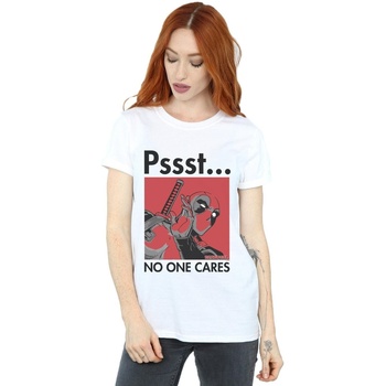 Vêtements Femme T-shirts manches longues Marvel Deadpool No One Cares Blanc