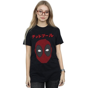 Vêtements Femme T-shirts manches longues Marvel Deadpool Japanese Seigaiha Head Noir