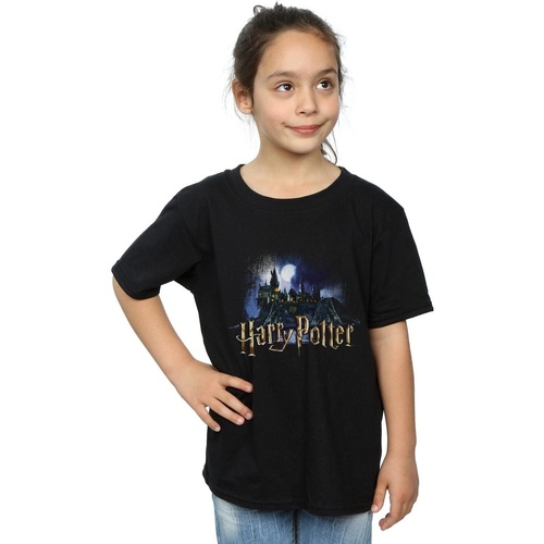 Vêtements Fille T-shirts manches longues Harry Potter Hogwarts Castle Noir