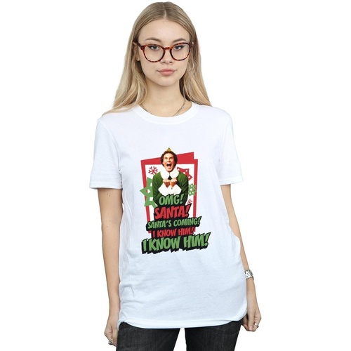 Vêtements Femme T-shirts manches longues Elf OMG Santa Blanc