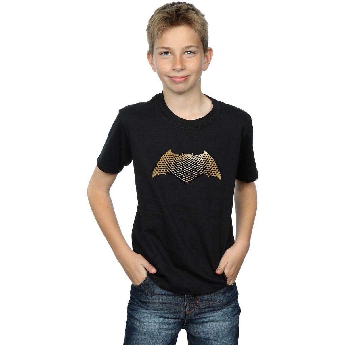 Vêtements Garçon T-shirts manches courtes Dc Comics Justice League Movie Batman Logo Textured Noir