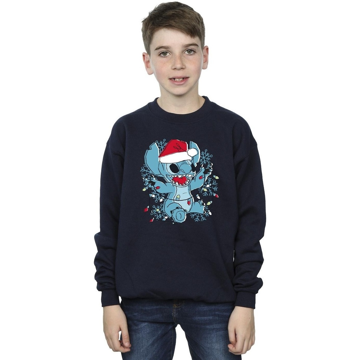 Vêtements Garçon Sweats Disney Lilo And Stitch Christmas Lights Sketch Bleu