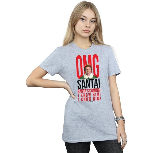 Vêtements Femme T-shirts manches longues Elf OMG Santa I Know Him Gris