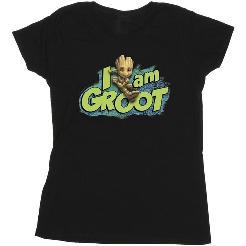 Vêtements Femme T-shirts manches longues Marvel Guardians Of The Galaxy I Am Groot Jumping Noir